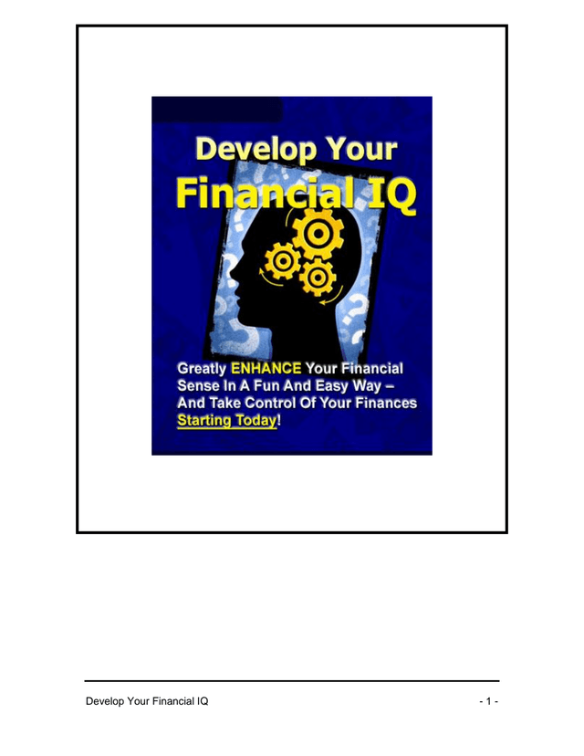 Develop Your Financial IQ